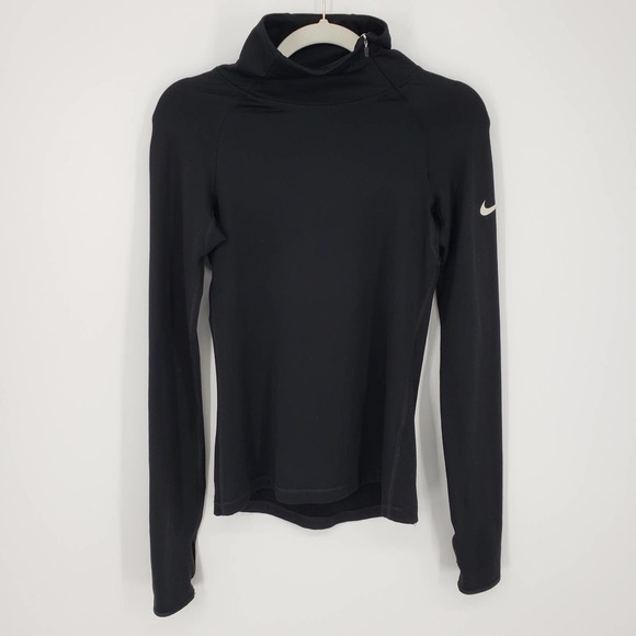 Nike Tops - Nike Pro Asymmetrical Quarter Zip Top S Dri-Fit Long Sleeve Mock Neck Black